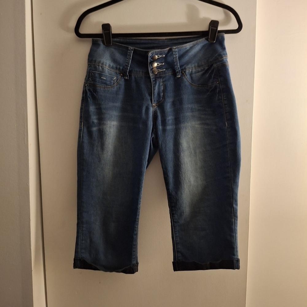 Royalty For Me Women's Distressed  Cropped Blue Jeans